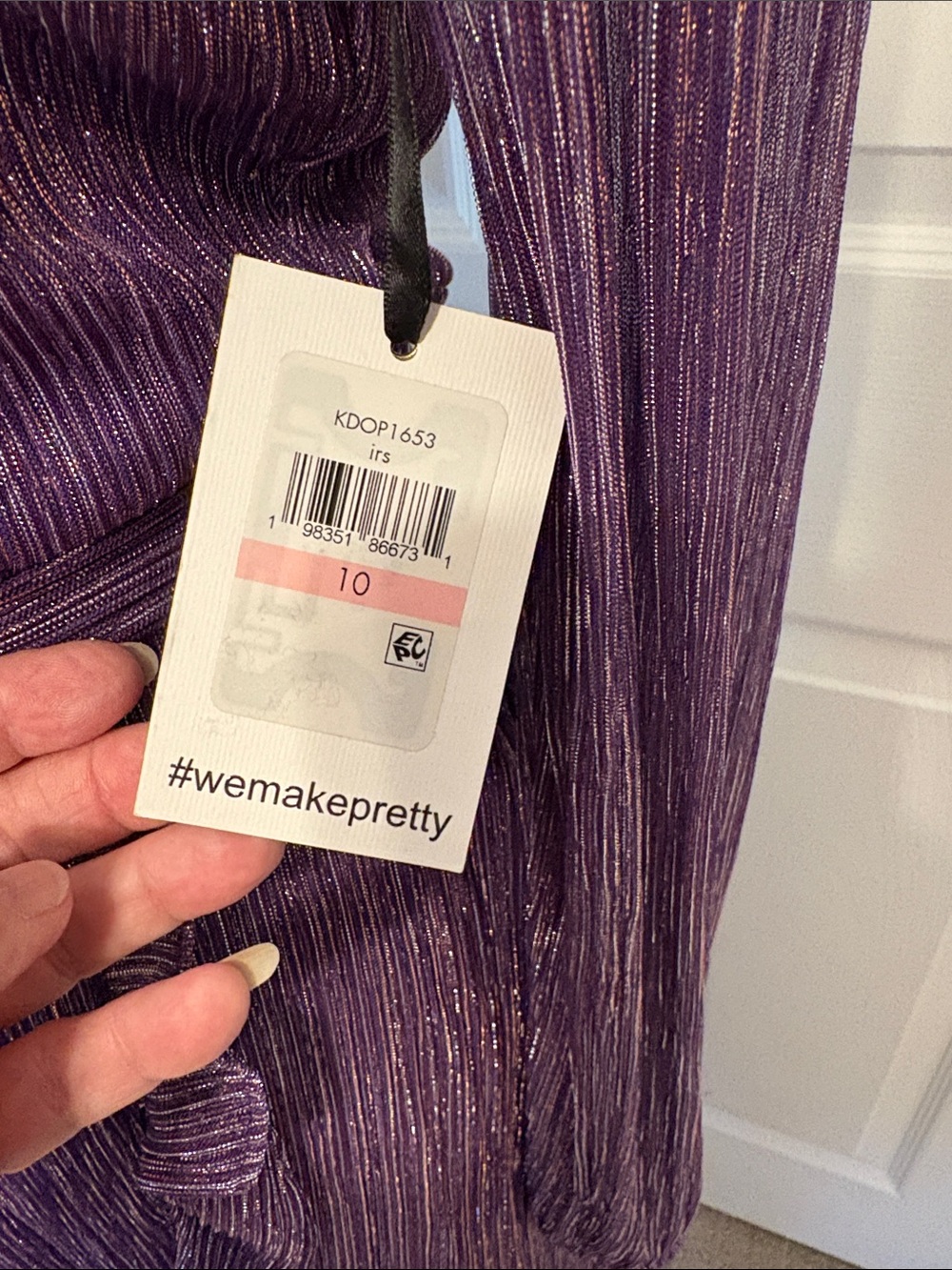NWT Kensie Metallic Purple Long Sleeve Faux Wrap Midi Dress Size 10. - Picture 11 of 13